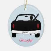 Nieuwe bestuurdersrechtse zijjongen keramisch ornament (Links)