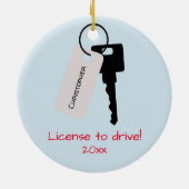 Nieuwe bestuurdersrechtse zijjongen keramisch ornament (Achterkant)