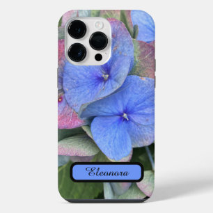 Nieuwe Blauwe Hydrangea Bloem Foto & Naam iPhone h 14 Pro Max Hoesje
