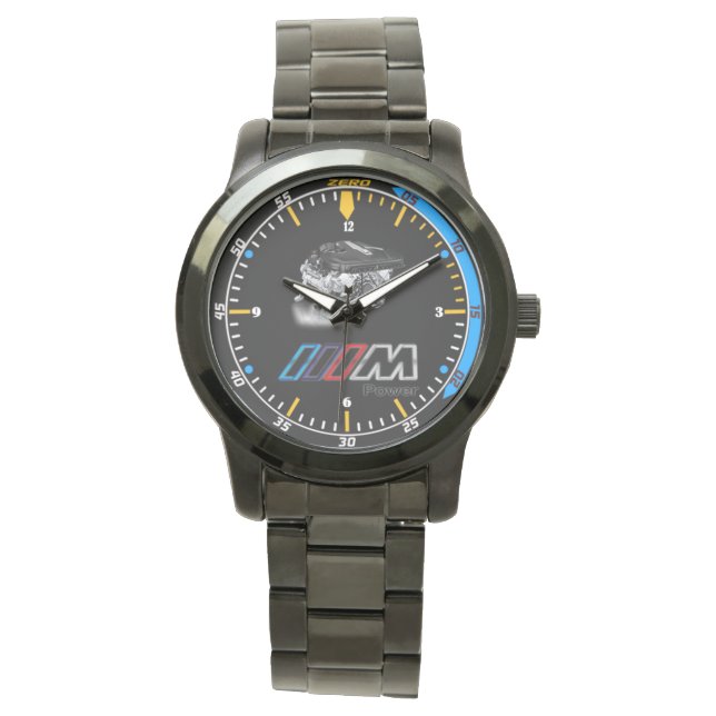 Nieuwe BMW mPower Engine RVS Quartz Horloge (Voorkant)