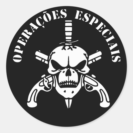 Nieuwe Bope Elite Death Squad Brazilië Special For Ronde Sticker (Voorkant)