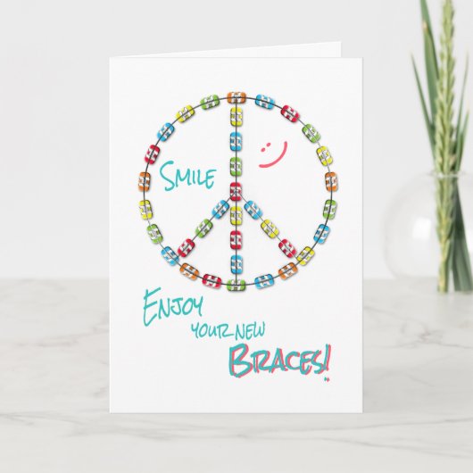 Nieuwe Braces Gefeliciteerd Vredesteken op Wit Kaart (Voorkant)