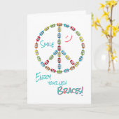 Nieuwe Braces Gefeliciteerd Vredesteken op Wit Kaart (Gele Bloem)