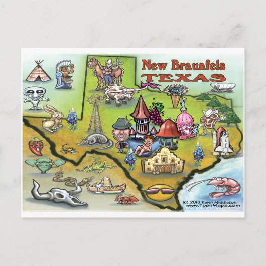 Nieuwe Braunfels TEXAS-kaart Briefkaart (Voorkant)