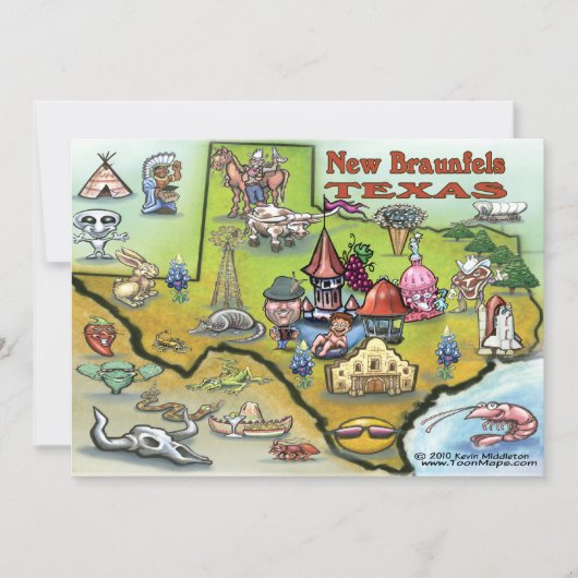 Nieuwe Braunfels TEXAS Map Kaart (Voorkant)