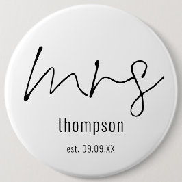 Nieuwe Bride Mrs Script Name Keepomwille Ronde Button 6,0 Cm