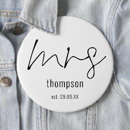 Nieuwe Bride Mrs Script Name Keepomwille Ronde Button 6,0 Cm