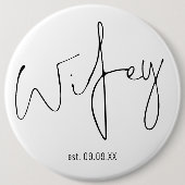 Nieuwe Bride Wifey Script Name Keepomwille Ronde Button 6,0 Cm (Voorkant)