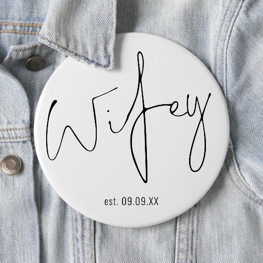 Nieuwe Bride Wifey Script Name Keepomwille Ronde Button 6,0 Cm (In situ)
