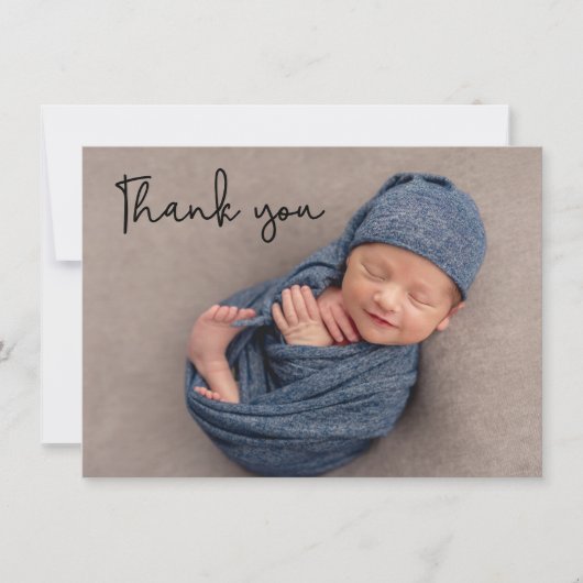 Nieuwe broertje voor baby Aankondiging Foto: Dank  (Voorkant)