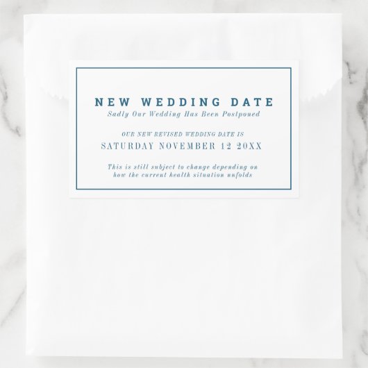 Nieuwe bruiloft datum gebeurtenis wijziging uitste rechthoekige sticker (Tas)