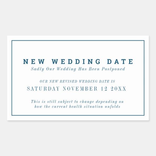 Nieuwe bruiloft datum gebeurtenis wijziging uitste rechthoekige sticker (Voorkant)