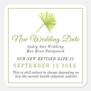 Nieuwe bruiloft datum gebeurtenis wijziging uitste vierkante sticker