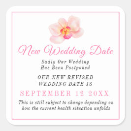 Nieuwe bruiloft datum gebeurtenis wijziging uitste vierkante sticker