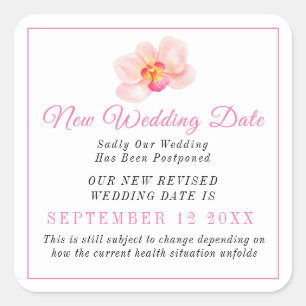 Nieuwe bruiloft datum gebeurtenis wijziging uitste vierkante sticker