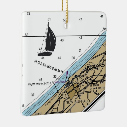 Nieuwe BuffelMI Nautical Chart Keramisch Ornament (Rechts)