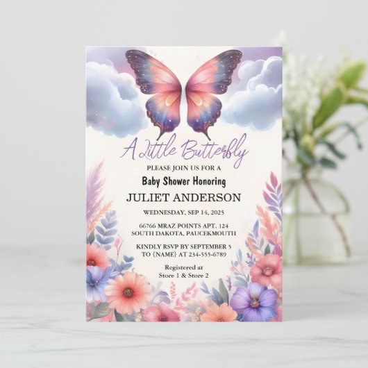 Nieuwe Bug Boho Soft Glow Live Butterfly Baby show Kaart (Staand voorkant)