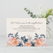 Nieuwe bureninleiding Koraal roze blauwe Floral Aankondiging (Staand voorkant)