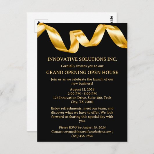 Nieuwe Business Open House Uitnodiging (Voorkant / Achterkant)