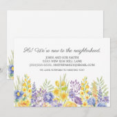 Nieuwe Buurinleiding Gele Paarse Floral Aankondiging (Voorkant / Achterkant)