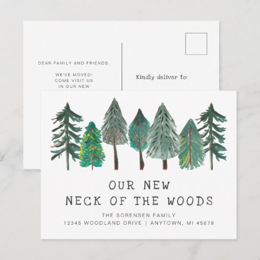 Nieuwe buurt verhuisbericht ansichtkaart briefkaart (Voorkant / Achterkant)