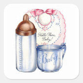 Nieuwe cadeaustickers voor baby's voor manden of p vierkante sticker (Voorkant)