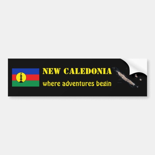 Nieuwe Caledonia-vlag + Kaart Bumpersticker (Voorkant)