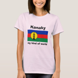 Nieuwe Caledonië vlag + kaart + tekst T-shirt