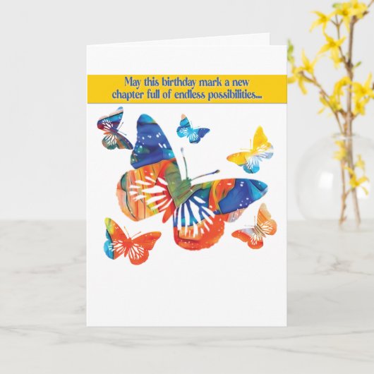 Nieuwe Chapter Birthday Kaart (Gele Bloem)