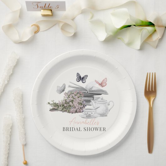 Nieuwe Chapter Theeset Roze Boek Bruidsdouche Papieren Bordje (Huwelijk)