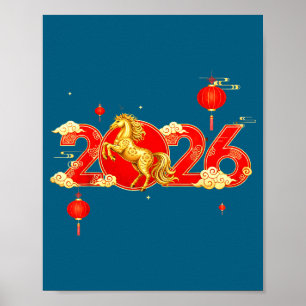 Nieuwe Chinese Paard Gelukkig Poster