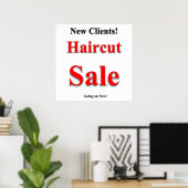 Nieuwe Clients Haircut Sale Poster Matte (Thuiskantoor)