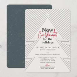Nieuwe coördinaten Groene Vakantie Verplaatsende A Feestdagenkaart