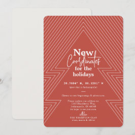 Nieuwe coördinaten Rust Holiday Moving Aankondigin Feestdagenkaart