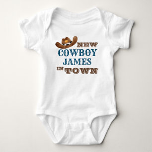 Nieuwe cowboy met gepersonaliseerde naam baby romper