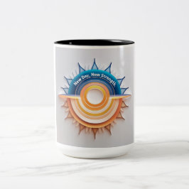 Nieuwe dag, nieuwe kracht tweekleurige koffiemok