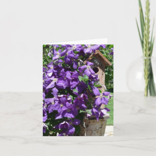 Nieuwe dag tuinen Notecard- Clematis & Birdhouse Kaart