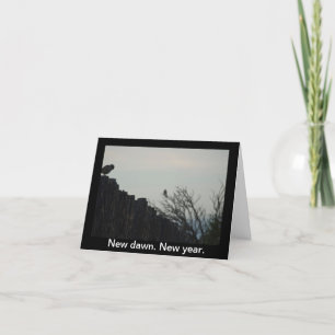 Nieuwe dageraad. Nieuw jaar. Feestdagen Kaart