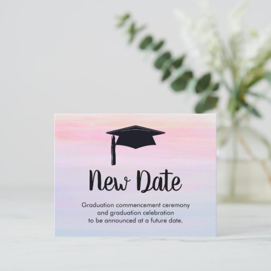 Nieuwe datum Afstuderen uitstel Briefkaart (Staand voorkant)