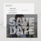 Nieuwe datum bruiloft probeer deze opnieuw opslaan aankondigingskaart (Voorkant / Achterkant)