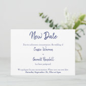 Nieuwe datum Navy White uitgesteld huwelijksaankon Kaart (Staand voorkant)
