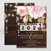 Nieuwe datum rustieke elegante trouw aankondiging (Voorkant / Achterkant)
