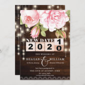 Nieuwe datum rustieke elegante trouwdag aankondiging (Voorkant / Achterkant)