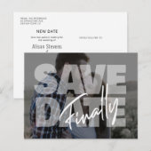 Nieuwe datum trouwfoto modern save the date announ aankondigingskaart (Voorkant / Achterkant)