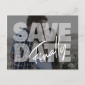 Nieuwe datum trouwfoto modern save the date announ aankondigingskaart (Voorkant)