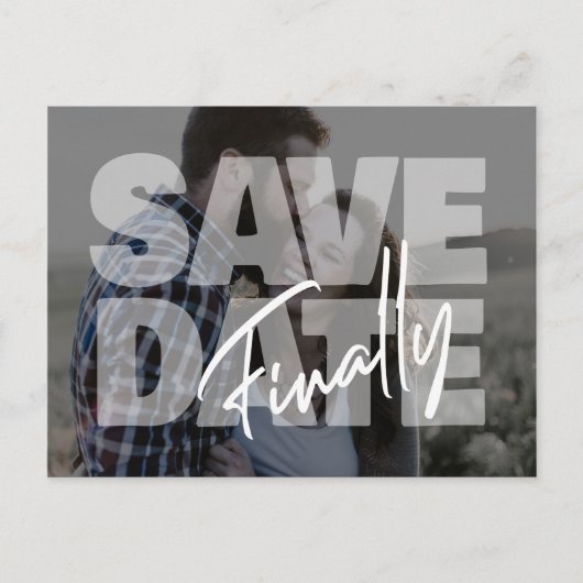 Nieuwe datum trouwfoto modern save the date announ aankondigingskaart (Voorkant)