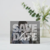 Nieuwe datum trouwfoto modern save the date announ aankondigingskaart (Staand voorkant)