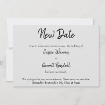 "Nieuwe datum" uitgesteld bruiloft zwart op grijze