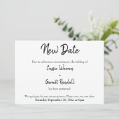 "Nieuwe datum" uitgesteld huwelijksaankondiging Kaart (Staand voorkant)