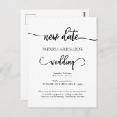 Nieuwe datum uitgestelde aankondiging huwelijk briefkaart (Voorkant / Achterkant)